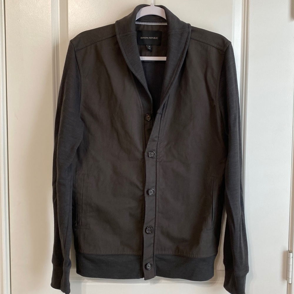 Men’s Banana Republic Lightweight Zip-up w/ button up cover Cardigan Jacket
